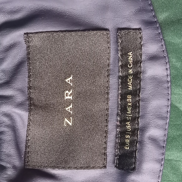 Size S 8 Zara Below Hip Length Navy w Striped Edges Jacket - Picture 5 of 7